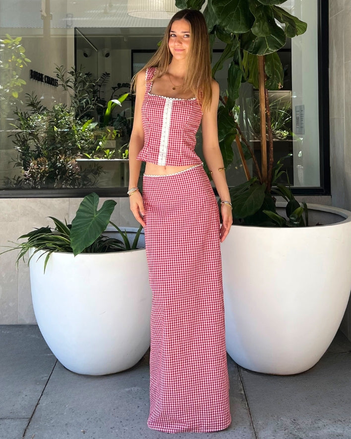 Rebecca Set Skirt - Red Check