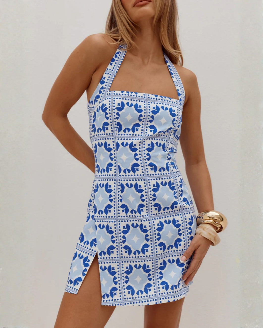 Beril Halter Mini Dress - Lola Blue