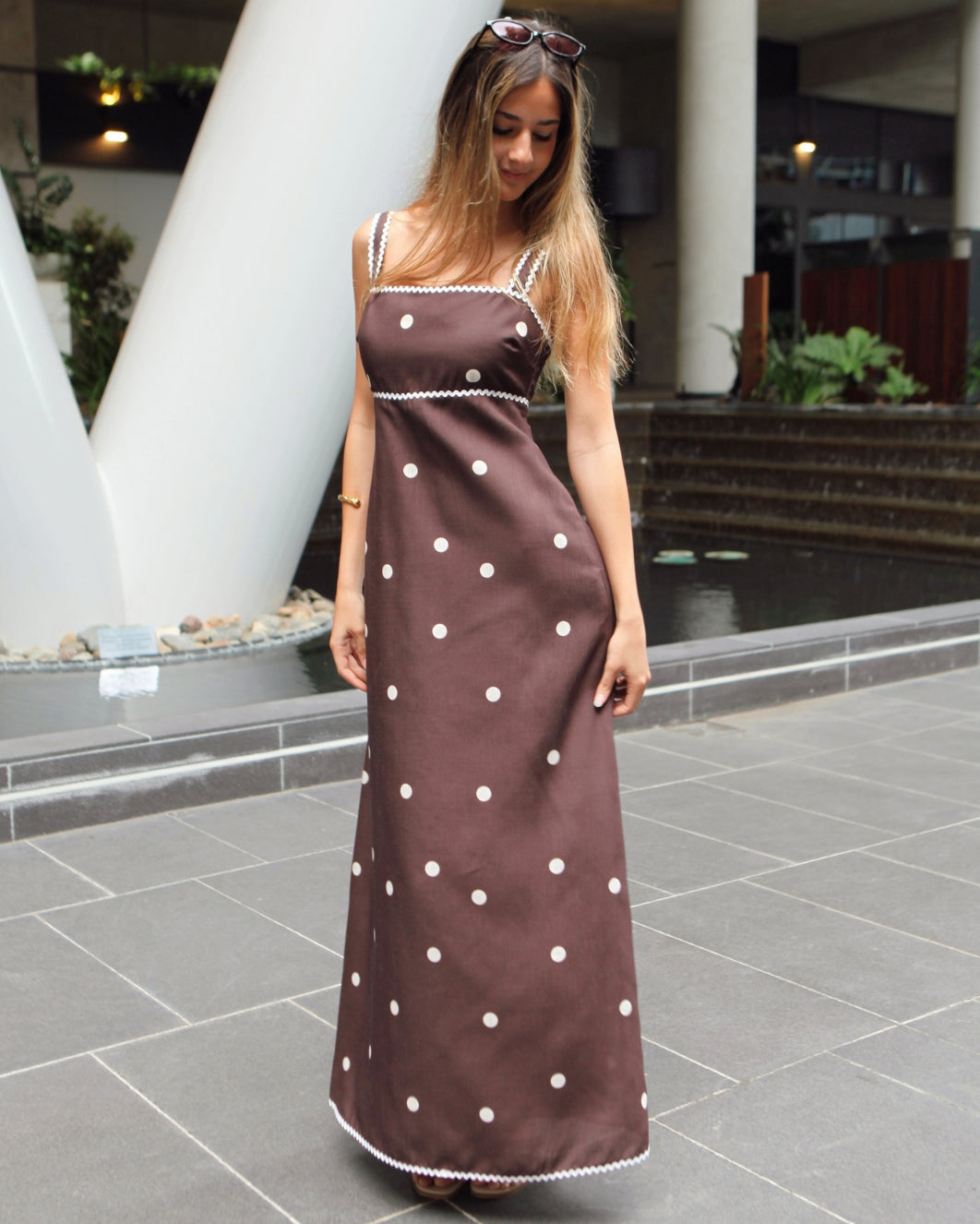 Bobbie Ric Rac Maxi Dress - Chocolate