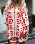 Aurelia Set Top - Red Print