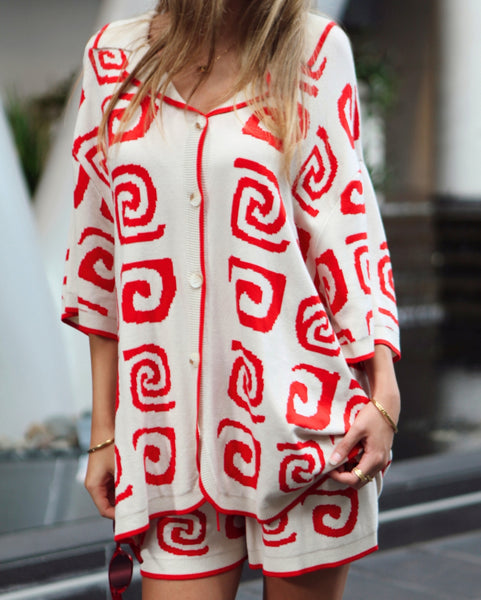 Aurelia Set Top - Red Print