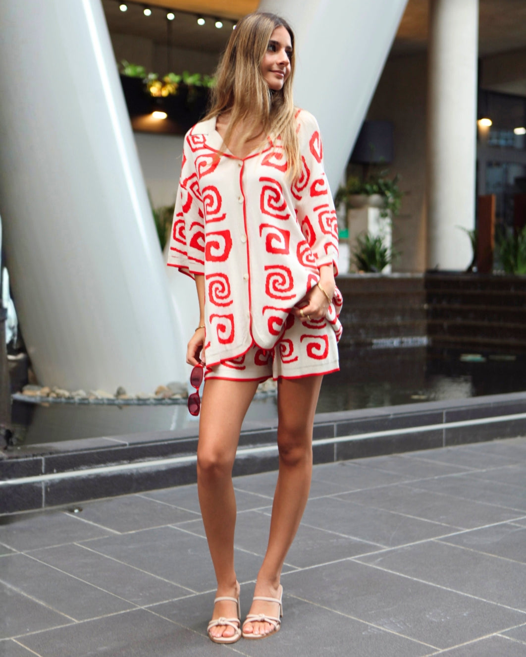 Aurelia Set Shorts - Red Print