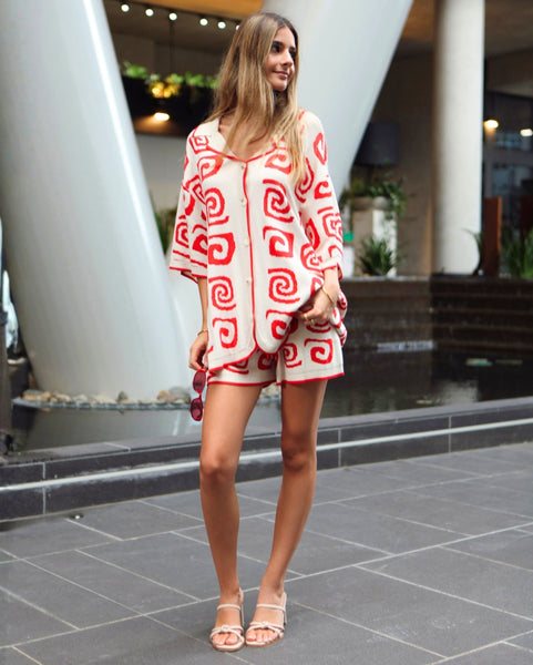 Aurelia Set Shorts - Red Print