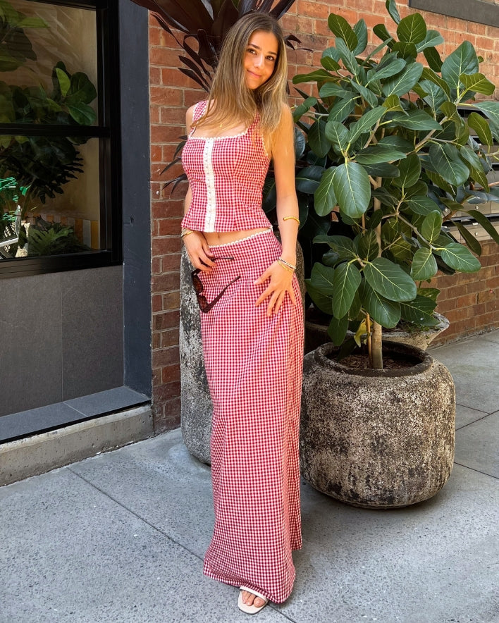 Rebecca Set Skirt - Red Check