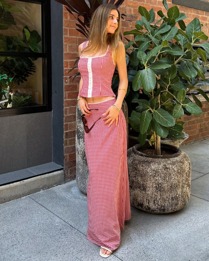 Rebecca Set Skirt - Red Check