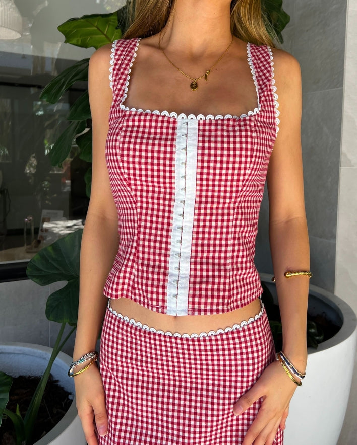 Rebecca Set Top - Red Check