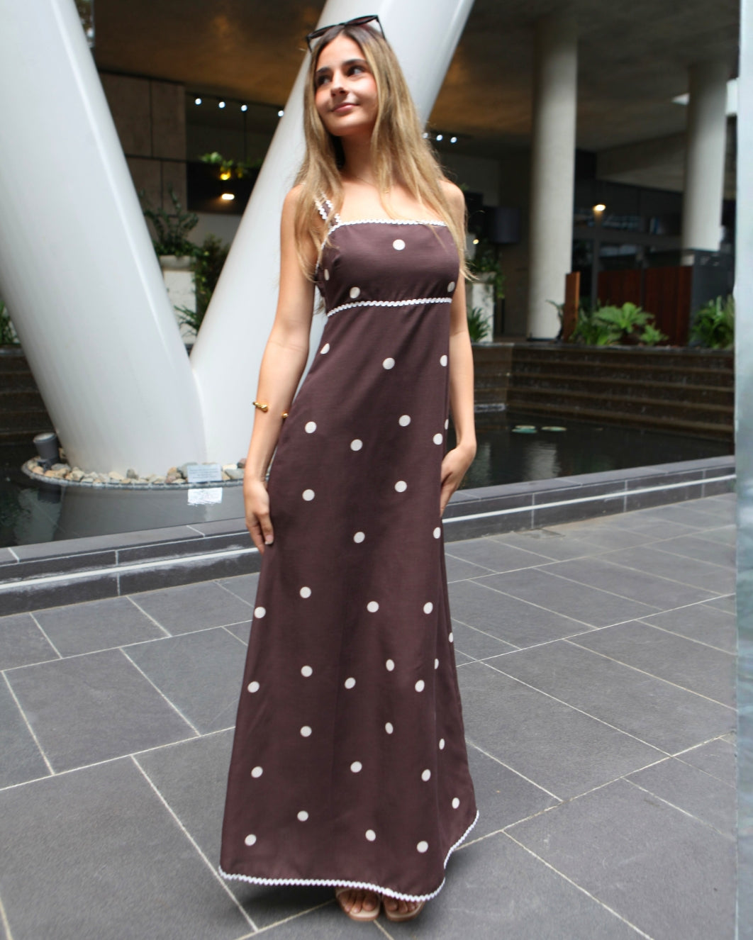 Bobbie Ric Rac Maxi Dress - Chocolate