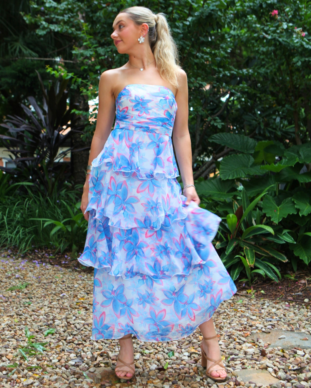 Seraphina Strapless Maxi Dress - Blue