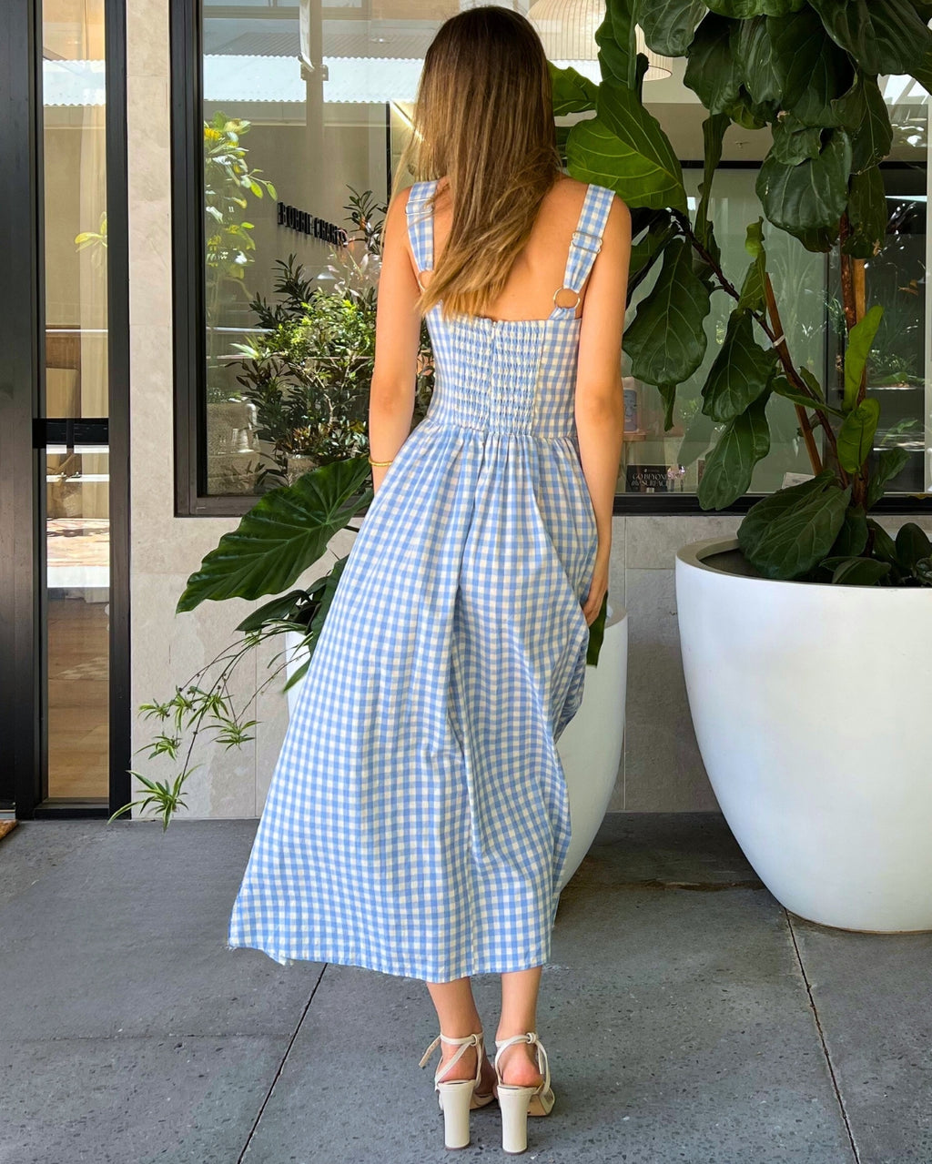 Gingham Maxi Dress - Baby Blue