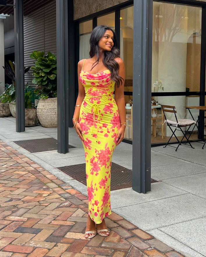 Cora Maxi Dress - Pink/Yellow