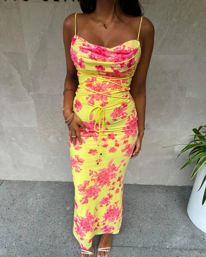 Cora Maxi Dress - Pink/Yellow