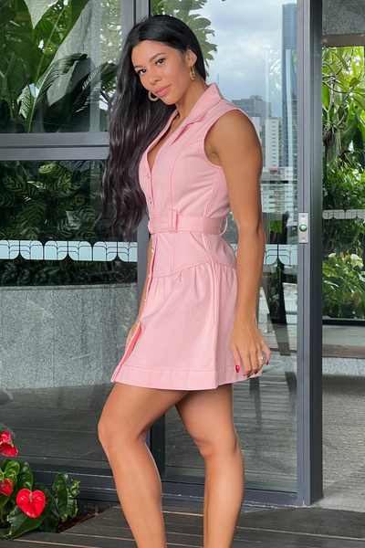 Lauren Denim Dress - Pink