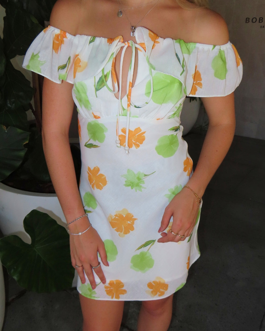 Josie Mini Dress - Green/Orange