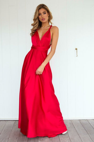 The Perfect Date Maxi - Red Satin