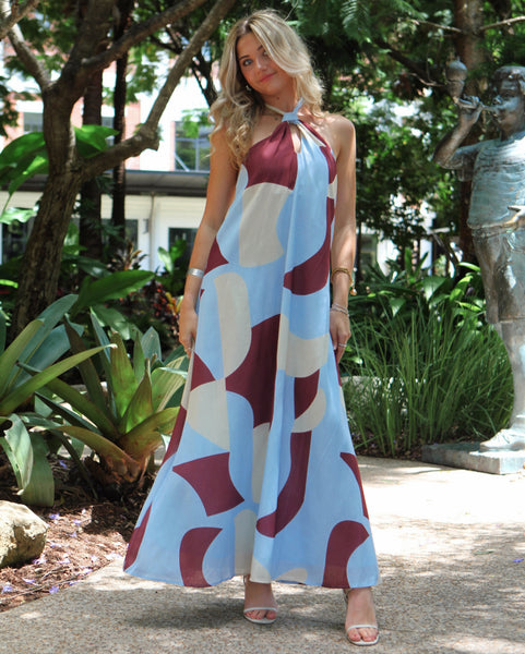 Aster Halter Maxi Dress - Chocolate